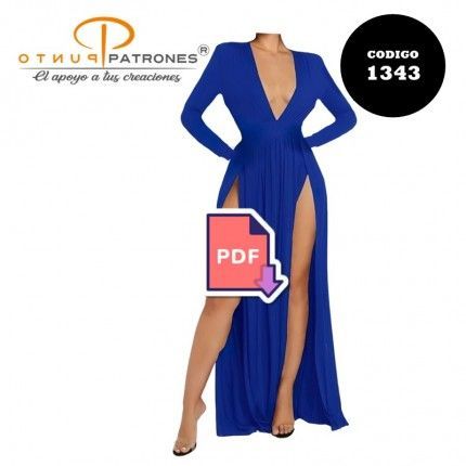 Patrón de vestido escotado largo PDF