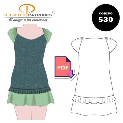 Patrón de vestido recto corto PDF