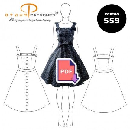 Patrón de vestido evasé lolita PDF