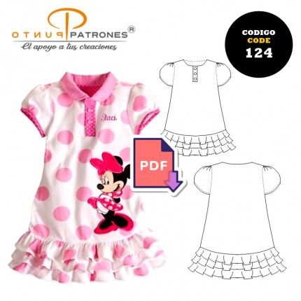Patrón de vestido bebé con cuello PDF