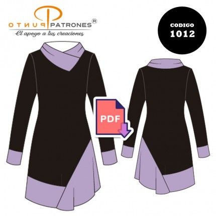 Patrón de vestido cuello en V corte asimétrico PDF