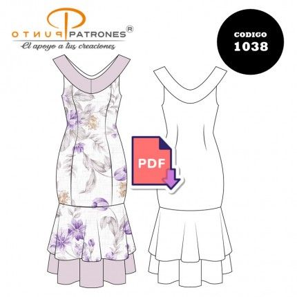 Patrón 1038 vestido con vuelos olanes PDF