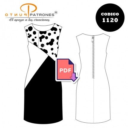 Patrón 1120 de vestido con corte asimétrico PDF