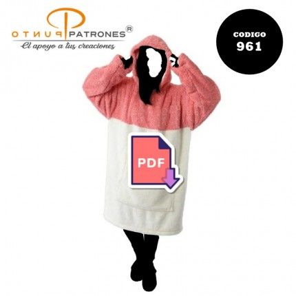 Patrón de polerón largo oversize canesú unisex PDF