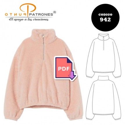 Patrón de polerón con cuello ancho PDF