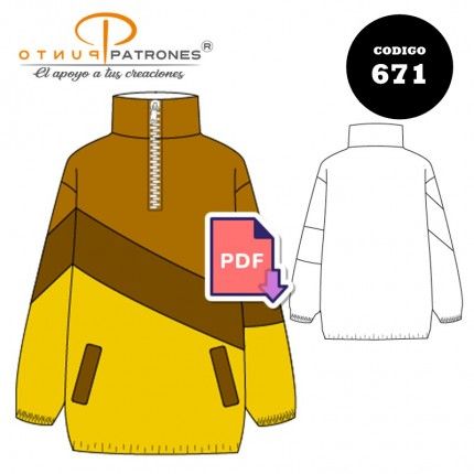 Patrón de polerón extra amplio asimétrico unisex PDF