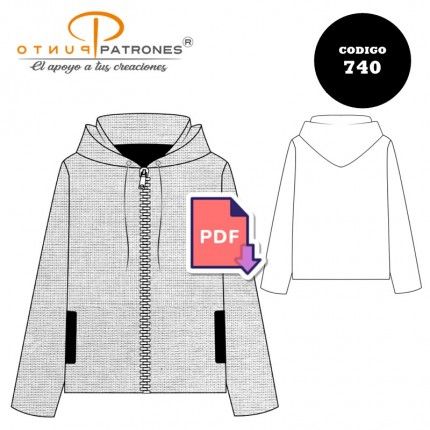 Patrón de chaqueta de buzo clásica con gorro unisex PDF