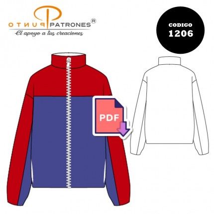 Patrón de chaqueta de buzo corte canesú unisex PDF