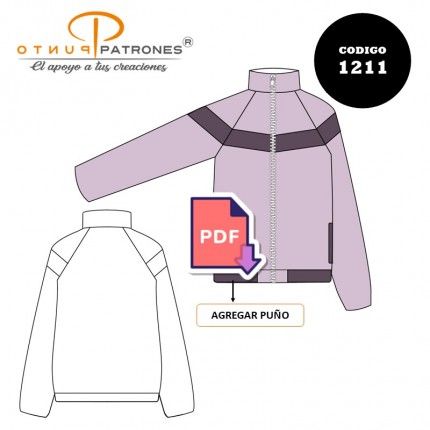 Patrón de chaqueta de buzo manga larga PDF