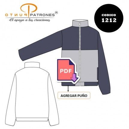 Patrón de chaqueta de buzo corte canesú unisex 2 PDF