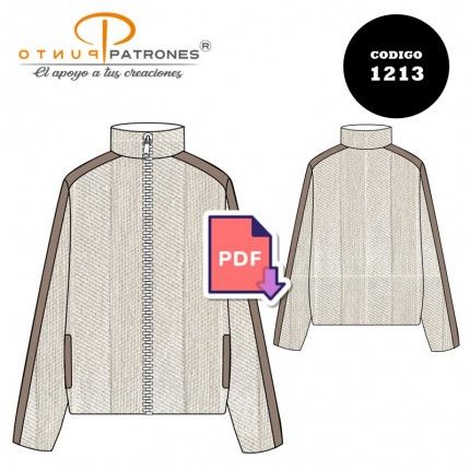 Patrón de chaqueta franja desde hombro unisex PDF