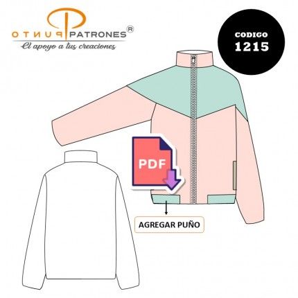 Patrón de chaqueta triangulo en delantero unisex PDF
