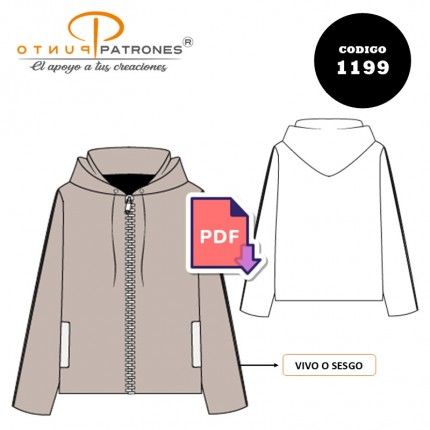 Patrón de chaqueta de buzo con vivo en manga PDF