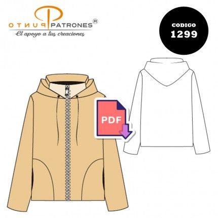 Patrón de chaqueta de buzo con cuello y gorro PDF