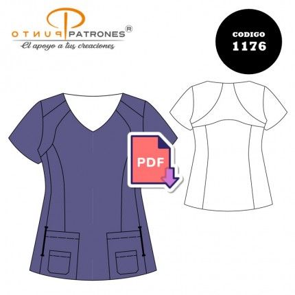 Patrón de blusa laboral con cortes PDF