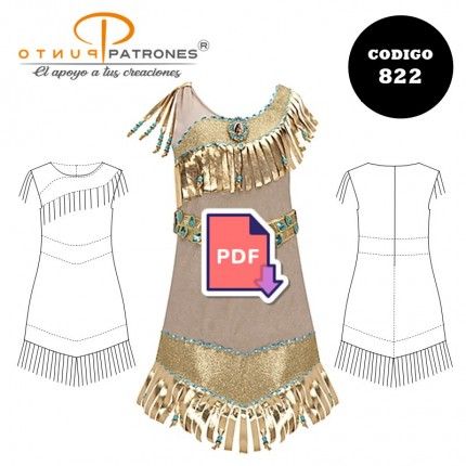 Disfraz pocahontas 822 |PuntoPatrones ® Tallas Formato CARTA