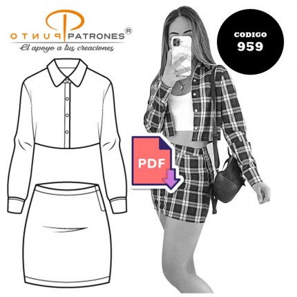 Camisa y falda corta de dama |COD:959 |PDF