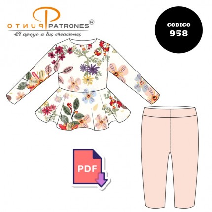 Conjunto Polera peplum y Calza de niña |COD:958 |PDF