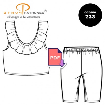Conjunto top con vuelo y calza para bebe |COD:733 |PDF