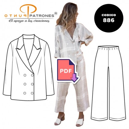 Patrón de conjunto blazer y pantalón amplio PDF