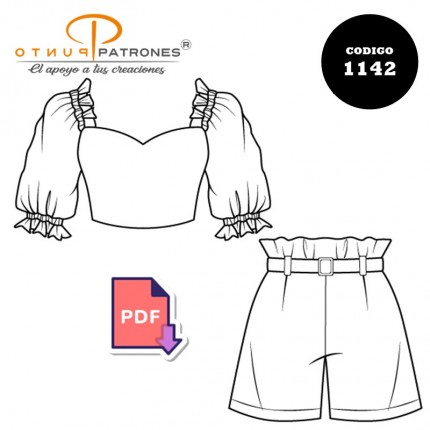 Patrón de conjunto top y short PDF