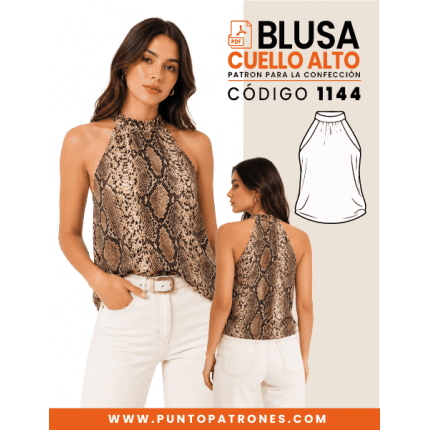 Patrón de blusa top cuello alto PDF