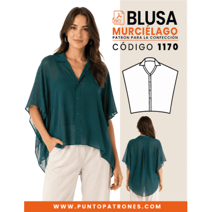 Patrón de blusa murciélago manga larga PDF