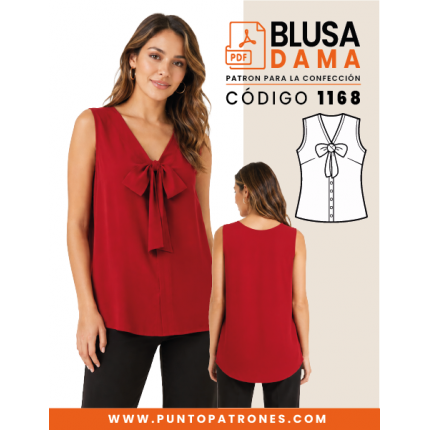 Patrón de blusa escote en V abotonada PDF