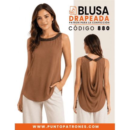 Patrón de blusa drapeada en espalda PDF
