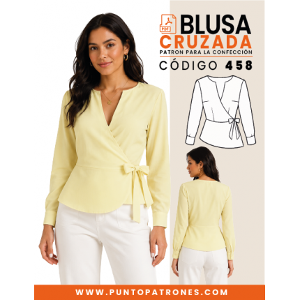 Patrón de blusa cruzada de satén PDF