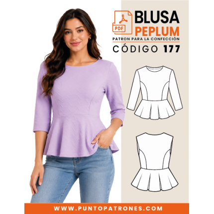Patrón de blusa peplum manga 3/4 PDF