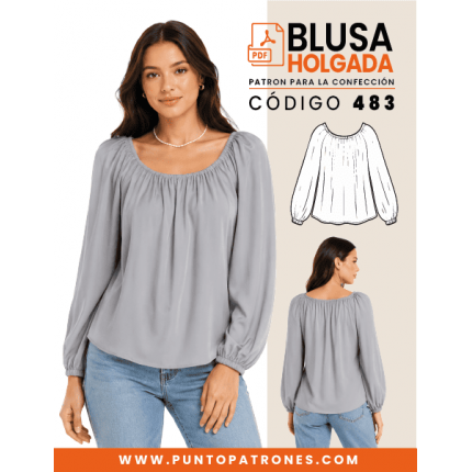 Patrón de blusa holgada elasticada PDF