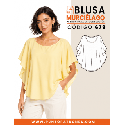 Patrón de blusa murciélago PDF