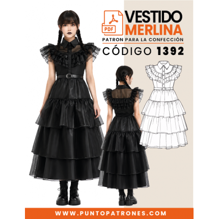 Patrón de disfraz de Merlina fiesta PDF
