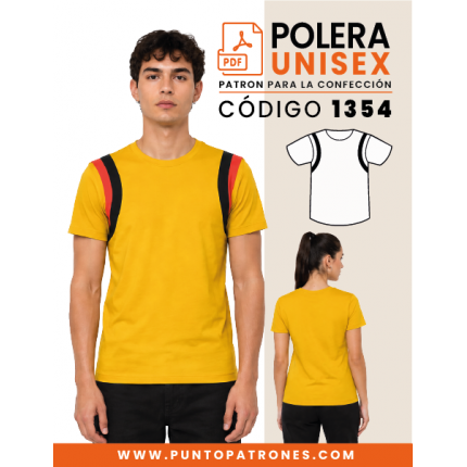 Patrón de polera con cortes en siza unisex PDF