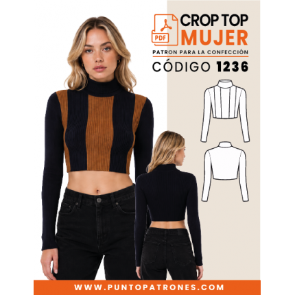 Patrón de crop elasticado con cortes verticales PDF