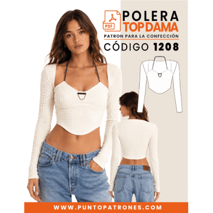 Patrón de polera crop Top de dama PDF