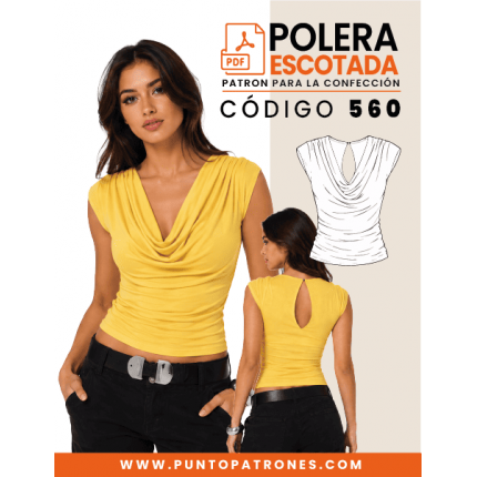 Patrón de polera escote bouche PDF