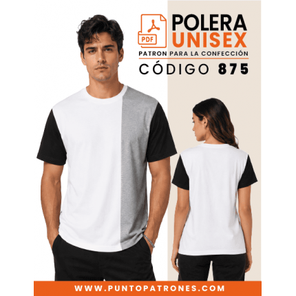 Patrón de polera unisex corte vertical PDF