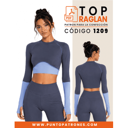 Patrón de crop manga raglan con cortes elasticado PDF