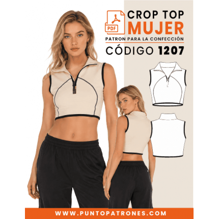 Patrón de Crop con cuello, corte asimetrico PDF