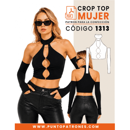 Patrón de crop top cuello alto PDF