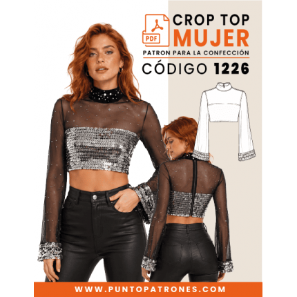 Patrón de crop mangas amplias PDF