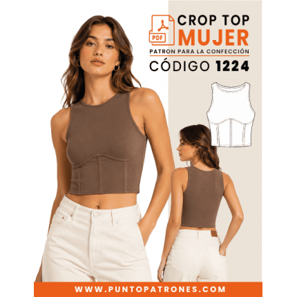 Patrón de crop con cortes tipo corset PDF