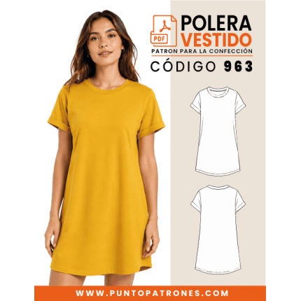 Patrón de polera larga tipo vestido de dama PDF
