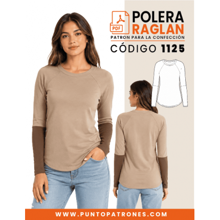 Patrón de polera manga raglan con cortes dama PDF