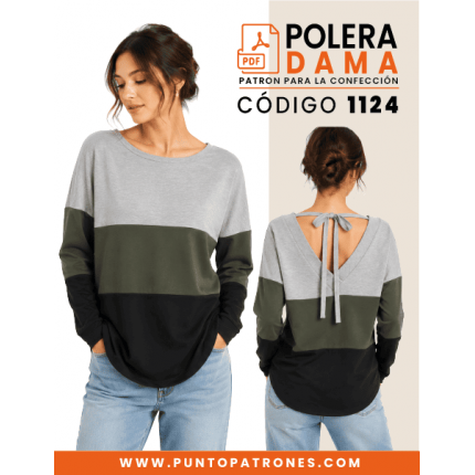 Patrón de polera con cortes y espalda escotada PDF