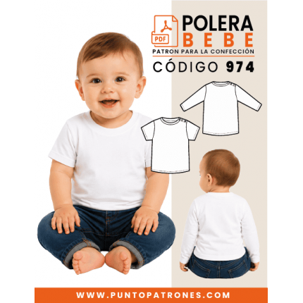 Patrón de polera de bebé con broche PDF