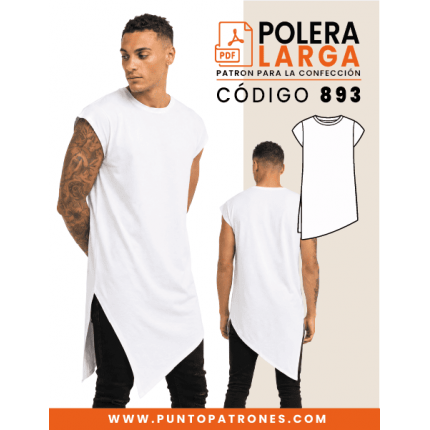 Patrón de polera larga en punta asimétrica PDF