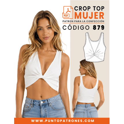 Patrón de crop top frente girado PDF